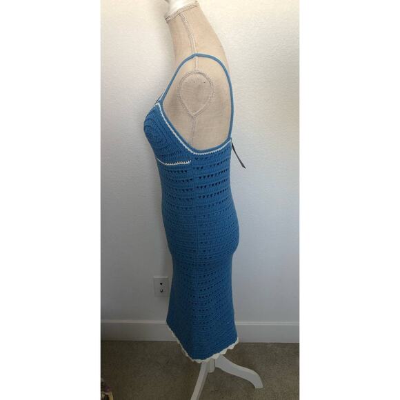 Willow and Wind Blue and White Crochet  Midi Dress - M - Picture 8 of 10